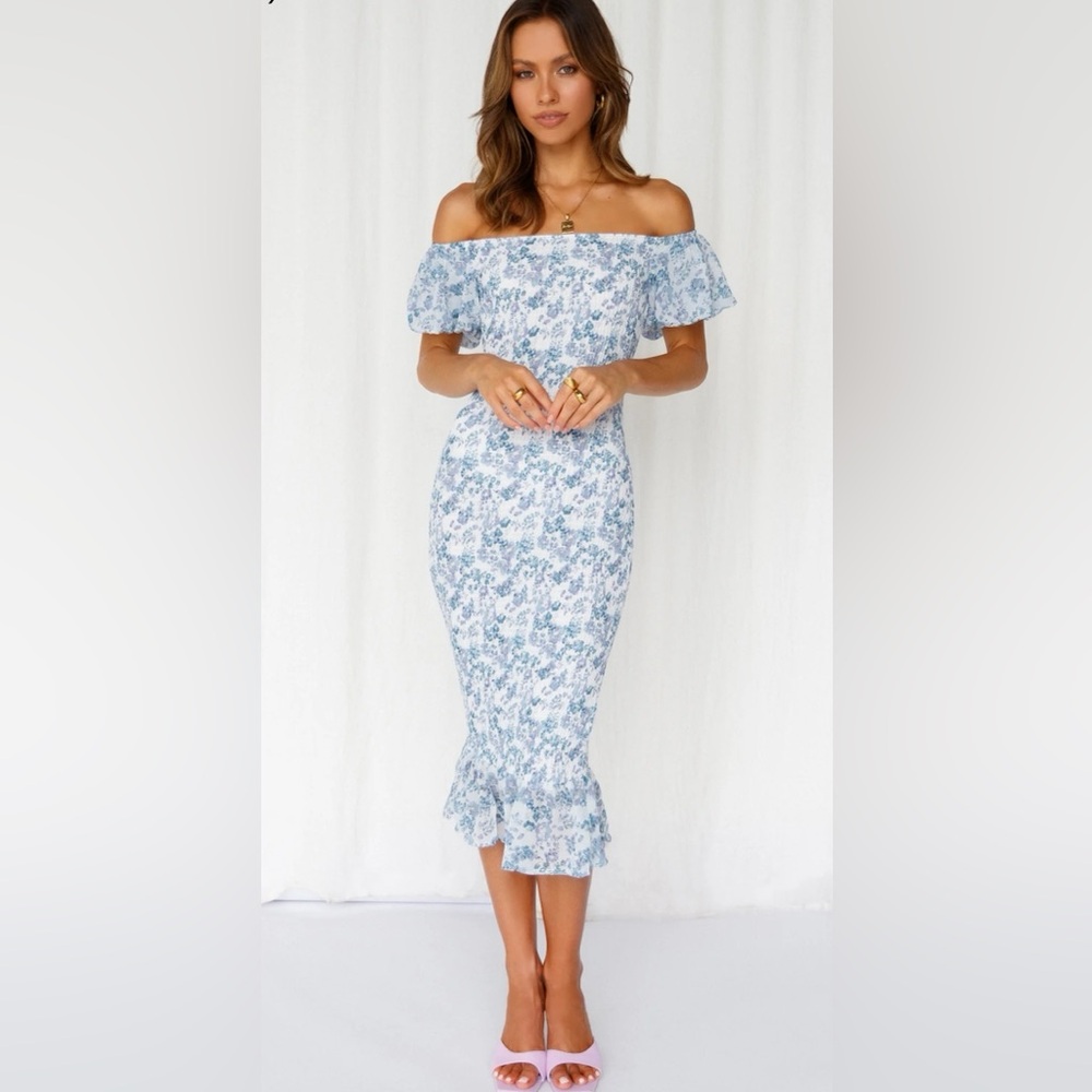 Hello Molly Blessings Blue Floral Midi Dress
